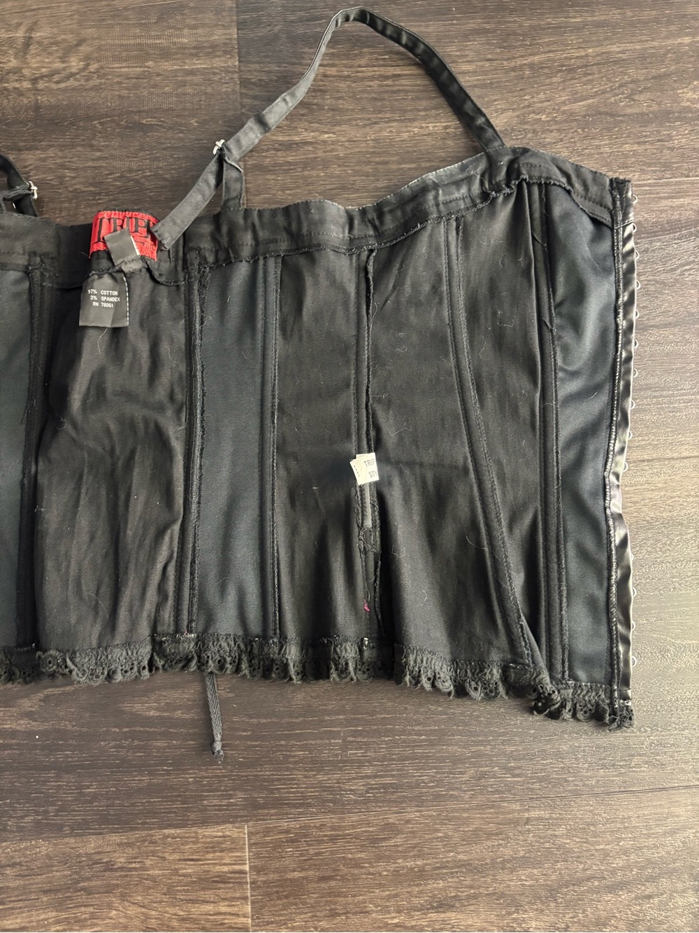 Women’s Vintage Y2K Tripp NYC Black Corset Top Size L Faux Leather - Picture 9 of 10